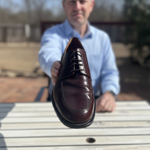 Bostonian First Flex Mens Burgundy Leather Apron Toe Derby Dress Shoes Brown